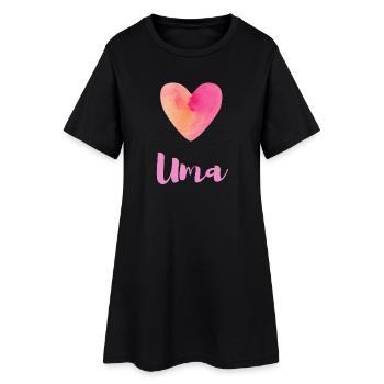 Uma Pink Heart Girl Féminine Esthétique Shirt - Robe T-shirt Femme - noir - Devant