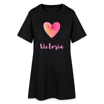 T-shirt esthétique Victoria Pink Heart Girl - Robe T-shirt Femme - noir - Devant