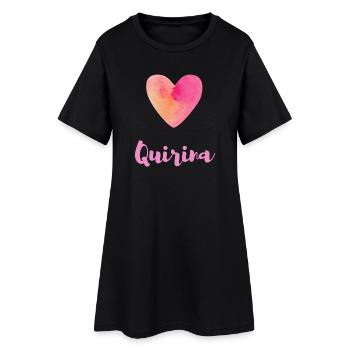 Quirina Pink Heart Girl Gift Idea Shirt - Women’s T-Shirt Dress - black - Front