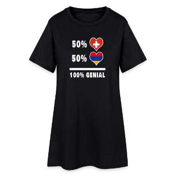Armenien und Schweiz 100% Genial Flagge - Frauen T-Shirt-Kleid - Schwarz - Vorne