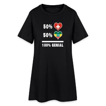 Äthiopien und Schweiz 100% Genial Flagge - Frauen T-Shirt-Kleid - Schwarz - Vorne