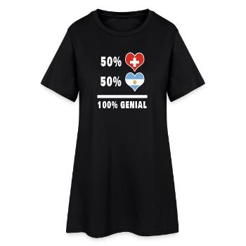 Argentinien und Schweiz 100% Genial Flagge - Frauen T-Shirt-Kleid - Schwarz - Vorne