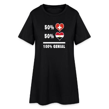 Ägypten und Schweiz 100% Genial Flagge - Frauen T-Shirt-Kleid - Schwarz - Vorne