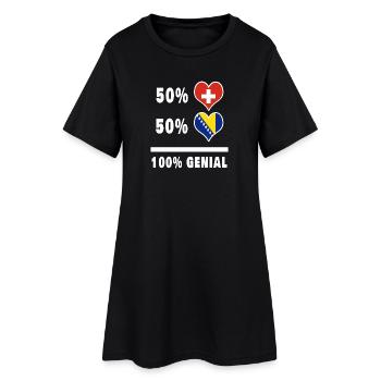 Bosnien und Schweiz 100% Genial Flagge - Frauen T-Shirt-Kleid - Schwarz - Vorne