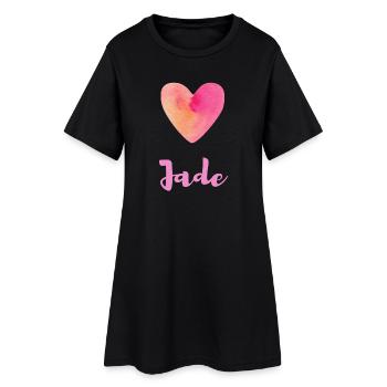 Chemise de fille douce en forme de cœur rose jade - Robe T-shirt Femme - noir - Devant