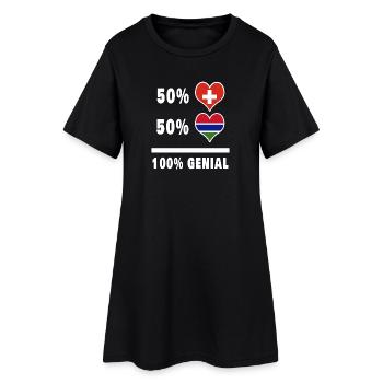 Gambia und Schweiz 100% Genial Flagge - Frauen T-Shirt-Kleid - Schwarz - Vorne