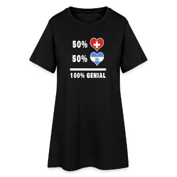 El Salvador und Schweiz 100% Genial Flagge - Frauen T-Shirt-Kleid - Schwarz - Vorne