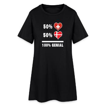Dänemark und Schweiz 100% Genial Flagge - Frauen T-Shirt-Kleid - Schwarz - Vorne