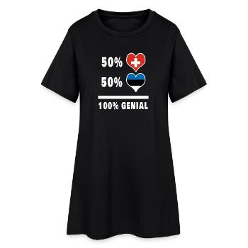Estland und Schweiz 100% Genial Flagge - Frauen T-Shirt-Kleid - Schwarz - Vorne