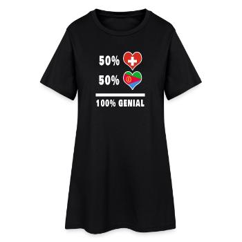 Eritrea und Schweiz 100% Genial Flagge - Frauen T-Shirt-Kleid - Schwarz - Vorne
