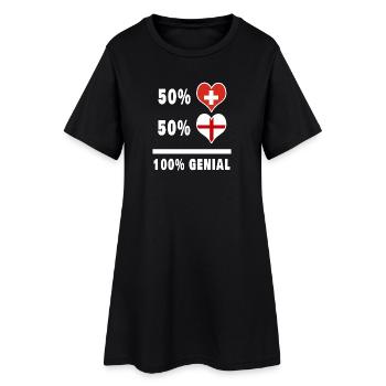 England und Schweiz 100% Genial Flagge - Frauen T-Shirt-Kleid - Schwarz - Vorne