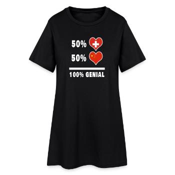 China und Schweiz 100% Genial Flagge - Frauen T-Shirt-Kleid - Schwarz - Vorne