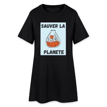 PLANETE. JOUR DE LA TERRE. ECOLOGIE. PLANET. VEGAN - Robe T-shirt Femme - noir - Devant