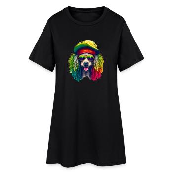 Cool Rasta Poodle Colorful - Women’s T-Shirt Dress - black - Front