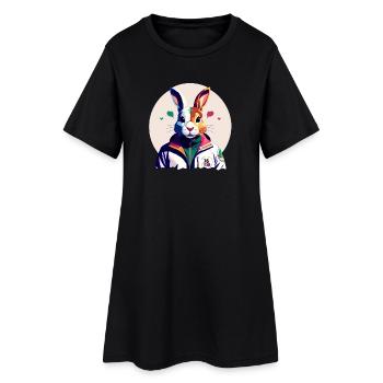 Bunny, lapin de Pâques - Robe T-shirt Femme - noir - Devant