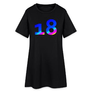 verschenken, 18 blauton mit Farbverlauf - Frauen T-Shirt-Kleid - Schwarz - Vorne