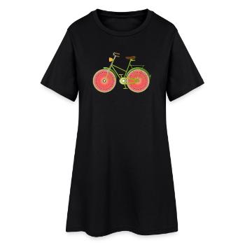 Vélo vert drôle avec des roues de pastèque - Robe T-shirt Femme - noir - Devant