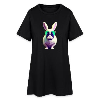 Lapin cool avec des lunettes de soleil - Robe T-shirt Femme - noir - Devant