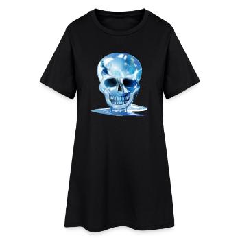 Tête de mort fondue extravagante dans les couleurs de la glace - Robe T-shirt Femme - noir - Devant
