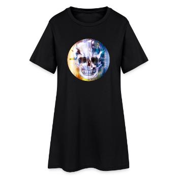 Crâne extravagant dans une couleur chatoyante colorée - Robe T-shirt Femme - noir - Devant