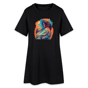 Femme avec des vagues de feu et d’eau - Robe T-shirt Femme - noir - Devant