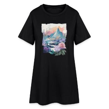 Paysage fleuri - Robe T-shirt Femme - noir - Devant