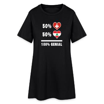 Lebanon and Switzerland 100% Genial Flag - Women’s T-Shirt Dress - black - Front