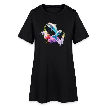 Dolphins The most adorable creatures of the sea - Women’s T-Shirt Dress - black - Front