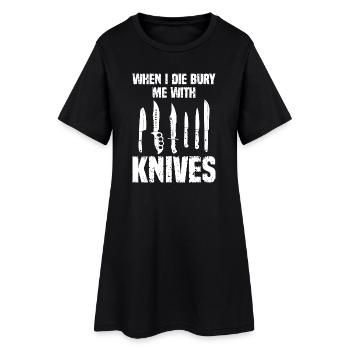 Wenn ich sterbe, begrabt mich mit Messern - Frauen T-Shirt-Kleid - Schwarz - Vorne