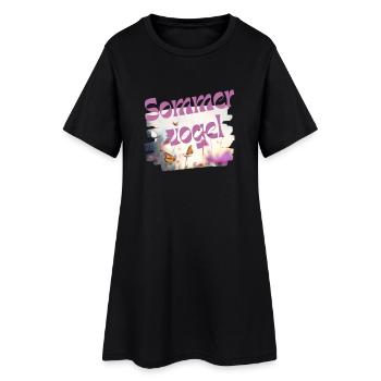 Oiseau d’été - Papillon - Vocabulaire - Robe T-shirt Femme - noir - Devant