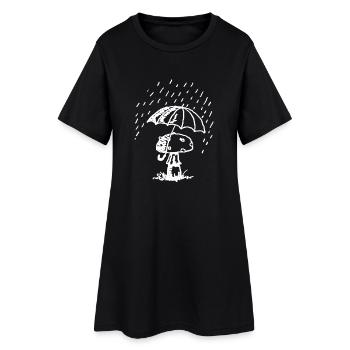Champignon sous la pluie - Robe T-shirt Femme - noir - Devant