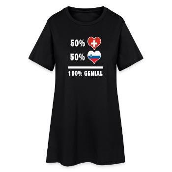 Slowenien und Schweiz 100% Genial Flagge - Frauen T-Shirt-Kleid - Schwarz - Vorne