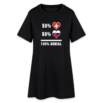 Slowakei und Schweiz 100% Genial Flagge - Frauen T-Shirt-Kleid - Schwarz - Vorne