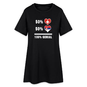 Serbien und Schweiz 100% Genial Flagge - Frauen T-Shirt-Kleid - Schwarz - Vorne