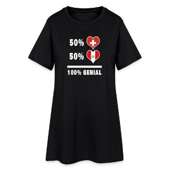 Peru und Schweiz 100% Genial Flagge - Frauen T-Shirt-Kleid - Schwarz - Vorne