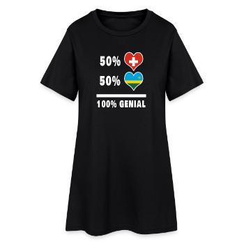 Ruanda und Schweiz 100% Genial Flagge - Frauen T-Shirt-Kleid - Schwarz - Vorne