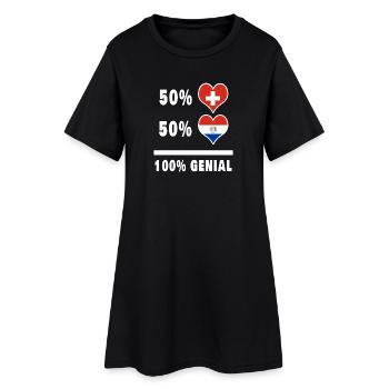 Paraguay und Schweiz 100% Genial Flagge - Frauen T-Shirt-Kleid - Schwarz - Vorne