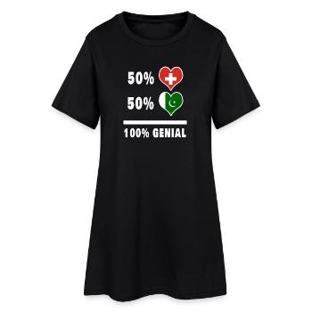 Pakistan und Schweiz 100% Genial Flagge - Frauen T-Shirt-Kleid - Schwarz - Vorne