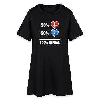 Somalia und Schweiz 100% Genial Flagge - Frauen T-Shirt-Kleid - Schwarz - Vorne