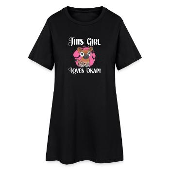 Dieses Mädchen liebt Okapi - Frauen T-Shirt-Kleid - Schwarz - Vorne