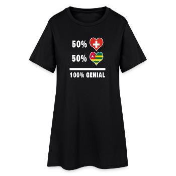 Togo und Schweiz 100% Genial Flagge - Frauen T-Shirt-Kleid - Schwarz - Vorne