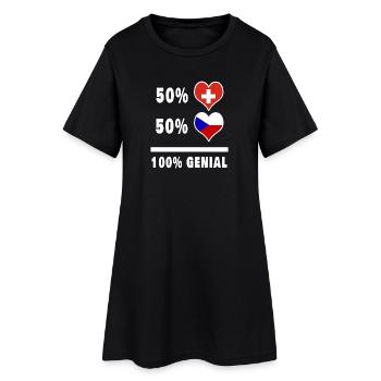Tschechien und Schweiz 100% Genial Flagge - Frauen T-Shirt-Kleid - Schwarz - Vorne