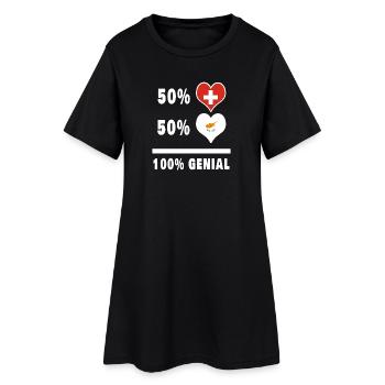 Zypern und Schweiz 100% Genial Flagge - Frauen T-Shirt-Kleid - Schwarz - Vorne
