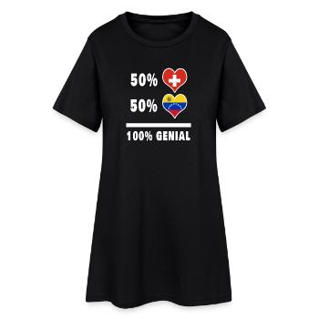 Venezuela und Schweiz 100% Genial Flagge - Frauen T-Shirt-Kleid - Schwarz - Vorne