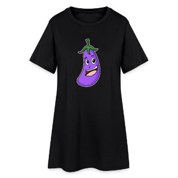 Motif aubergine - Robe T-shirt Femme - noir - Devant