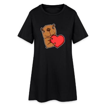 Motif de cœur Capybara capybara - Robe T-shirt Femme - noir - Devant