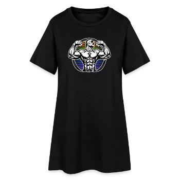 Power Figure in Rainbow Halos Bodybuilder - Women’s T-Shirt Dress - black - Front