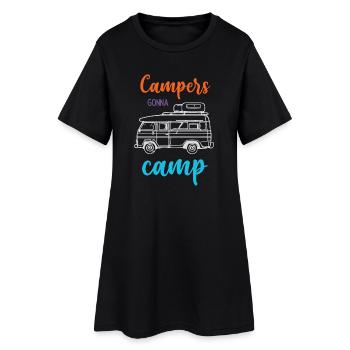Campeurs qui vont au camp - Robe T-shirt Femme - noir - Devant