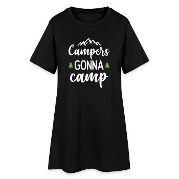 Campeurs qui vont au camp - Robe T-shirt Femme - noir - Devant