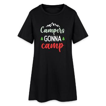 Campeurs qui vont au camp - Robe T-shirt Femme - noir - Devant
